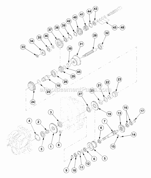 Transmission (Part 7) Diagram and Parts List for 7532 54AF44G-710, 54AH44G-710, 54AN44G-710 Cub Cadet Lawn Tractor